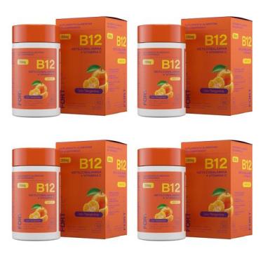 Imagem de Kit 4 Vitamina B12 Tangerina 280mg 60 Comprimidos Mastigáveis - Fortli