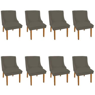 Imagem de Kit 8 Cadeiras de Jantar Suede Marrom Rato Pés Palito