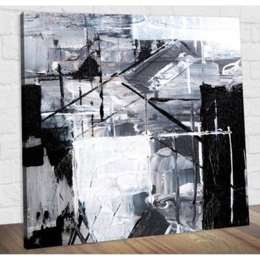 Imagem de Quadro Decorativo Abstrato Preto E Branco Em Canvas