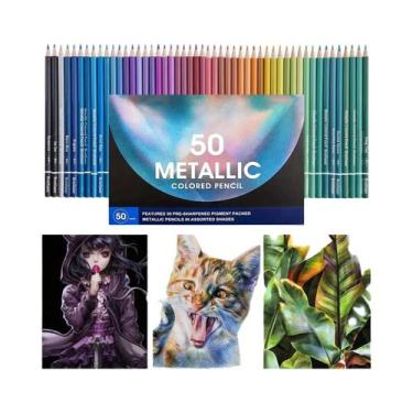 Imagem de Conjunto De 632 Lápis De Cor a Óleo Metálicos, Aquarela Neon, Tons De 