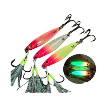 Imagem de Iscas Metálicas Luminosas De Chapa De Ferro Com Gancho Duplo, 3 Peças,