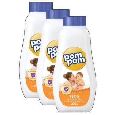 Imagem de kit 3 Talco INFANTIL Pom Pom Amido De Milho Em Frasco 200G