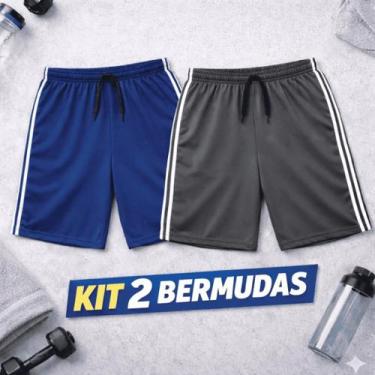 Imagem de Kit com 2 Bermudas Plus Size Masculino Dry Fit Secagem Rápida Ccalção 