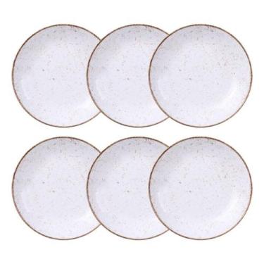 Imagem de Jogo de Pratos Fundo 6 Peças Rústico 22 cm Porcelana Decorada Tramonti