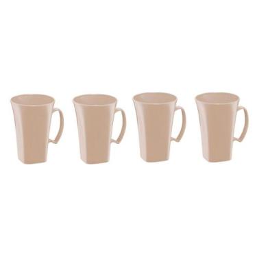 Imagem de Caneca Bege Nude Cappuccino 400ml Plastico BPA Free Jogo 4un - UZ