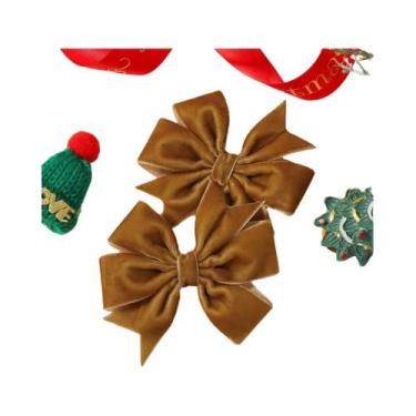 Imagem de Clipes De Cabelo Vintage De Natal Em Veludo Vermelho E Verde Para Meni