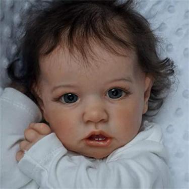 Imagem de SHENGX Bebe Reborn Realista Recem Nascido,Bebe Reborn Realista - 55cm 22 Polegadas Material De Silicone Sólido De Vinil Corpo Inteiro Lavável Ela É Bem Parecida Com Um Bebê Bebê Reborn Menina,B,Meninos