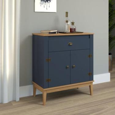 Imagem de Aparador Colonial Mel e Petróleo 1 Gaveta 2 Portas com Vidro 80cm MDP 