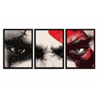 Imagem de Kit 3 Quadros Decorativos Geek Nerd Games Jogos God Of War