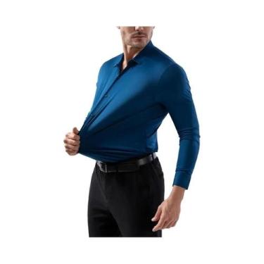 Imagem de Camisa Esportiva Masculina De Manga Longa Sem Costura De Alta Elastici