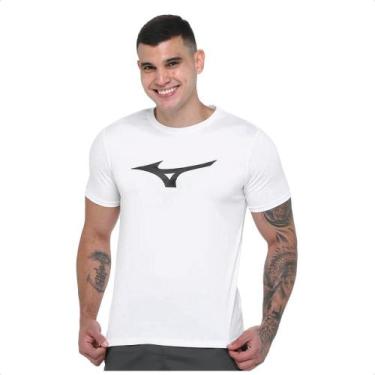 Imagem de Camiseta Mizuno Run Spark M Masculina, Branco, Preto, GG