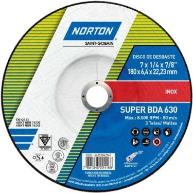 Imagem de Disco de desbaste para inox 7" x 1/4" x 7/8" - BDA630 - Norton