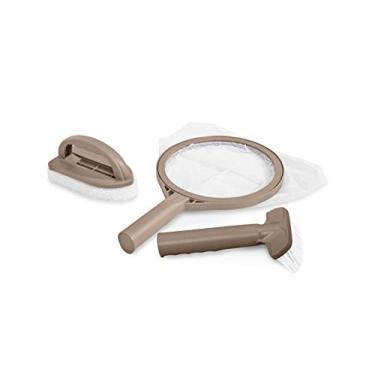 Imagem de Intex PureSpa Kit de acessórios de manutenção de banheira de hidromassagem e spa com escova curva, escumadeira de rede de malha e esfregão para banheiras de hidromassagem domésticas PureSpa infláveis