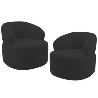 Imagem de Kit 02 Poltronas Giratória Orgânica Para Sala De Estar Living Helena L