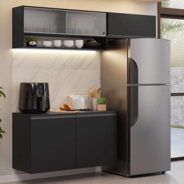Imagem de Armário De Cozinha Compacta 200 Cm Suspenso Preto Nice Madesa 07 Xa Pr