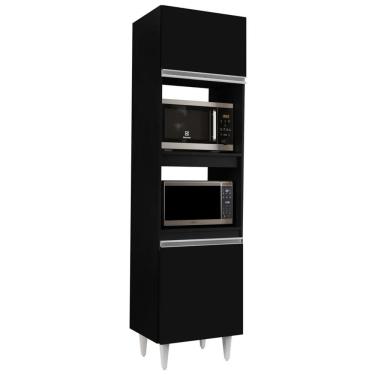 Imagem de Paneleiro Cozinha Torre Quente 56cm Colorado Preto - Lumil Móveis