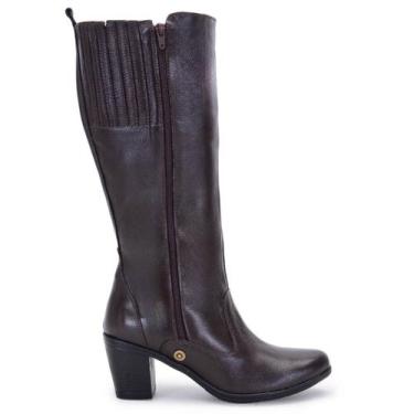 Imagem de 9208AT-Bota Montaria Feminina Couro Legítimo Cano Alto Salto Médio Cor