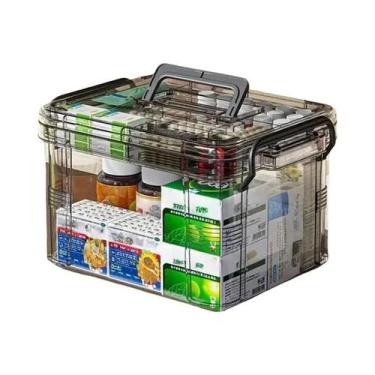 Imagem de Caixa Organizadora De Medicamentos Transparente E Reforçada Com Bandej