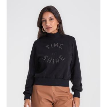 Imagem de Blusão Feminino Moletom Gola Alta Endless Preto, PP, Preto