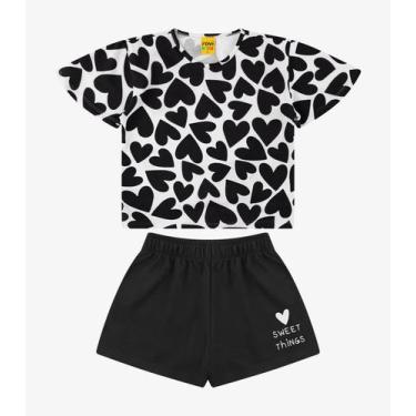 Imagem de Conjunto Blusa com Shorts Meia Malha Rovi Kids Preto, 8, Preto