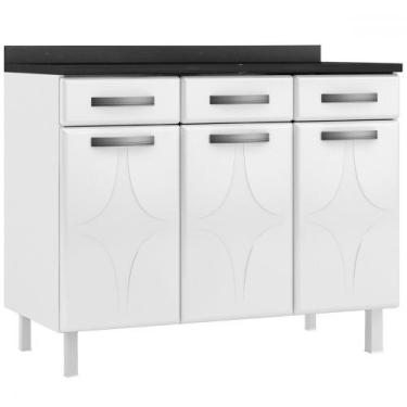 Imagem de Balcão de Cozinha em Aço Rubi 3 Portas 3 Gavetas Branco - Telasul, Bra