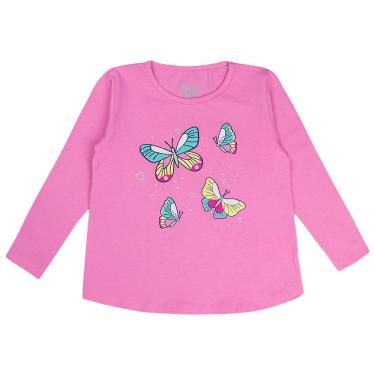 Imagem de Blusa Infantil Feminina Rosa Borboletas 2 Anos - Gelly
