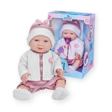 Imagem de Boneca Doce Vida Reborn Passeio com Chupeta e Mamadeira 35cm - Adijoma