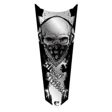 Imagem de Adesivo Faixa Gravata Tanque Moto Caveira - Teu Adesivo, Preto