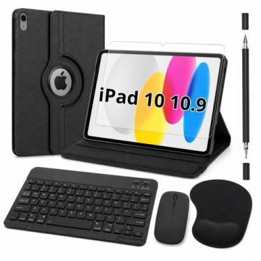 Imagem de Kit para iPad 10 10.9 Capa Giratória + Película + Teclado + Mouse + Ca