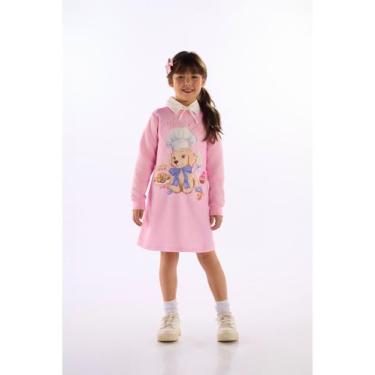 Imagem de Vestido Infantil Mini Chef em Moletom Quimby, Rosa