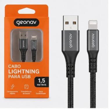 Imagem de Cabo Geonav Trancado Nylon Lightning P Usb 1,5 M