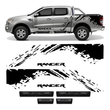 Imagem de Kit Adesivos Laterais e Soleira compatível Ford Ranger Kit08 - SPTS