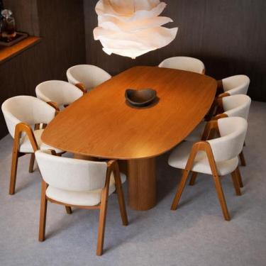 Imagem de Mesa de Jantar Aracaju 220cm Madeira Laminada Curva Orgânica Moderna 8