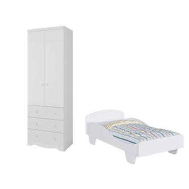 Imagem de Cama Infantil Sol Guarda Roupa Infantil Junior 2 Portas MDF - - Moveis