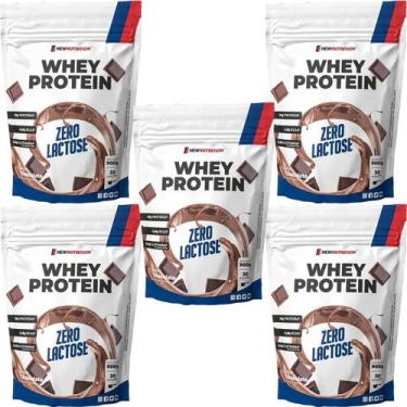 Imagem de Kit 5X Whey Protein Zero Lactose - 900g Refil Chocolate - NewNutrition