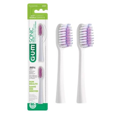 Imagem de Refil para Escova Dental Elétrica GUM Activital Sonic Deep Clean Branco Cerdas Ultra Cônicas Macias 2 Unidades
