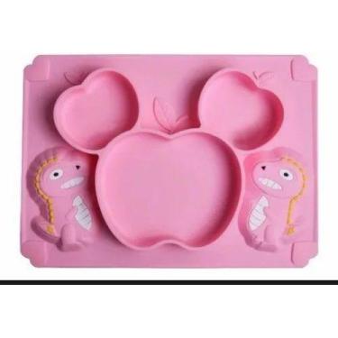 Imagem de Prato Infantil Dinossauro De Silicone Com Ventosa - HM0749 - ds, Rosa