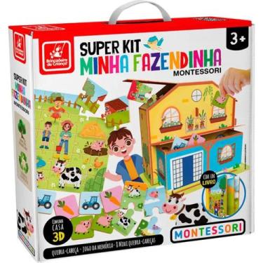 Imagem de Super Kit Minha Fazendinha Montessori Quebra-Cabeça E Jogo Da Memória 