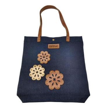 Imagem de Bolsa Feminina Em Jeans Mod Tote Bag aplique flores - BRINKO