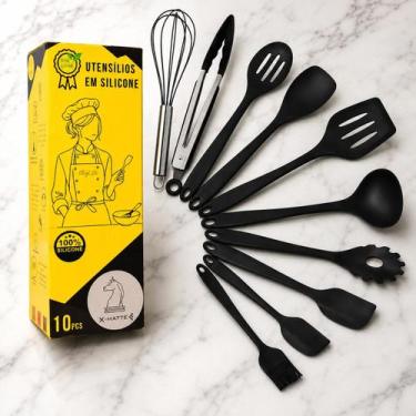 Imagem de Conjunto Utensílios Jogo Kit Profissional 10 Peças Cozinha Silicone Re