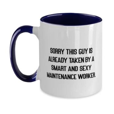 Imagem de Bonito presente para marido, Sorry This Guy Is Already Taken by a Smart and Sexy Maintenance Worker, Husband Two Tone 325 ml Caneca da Wife