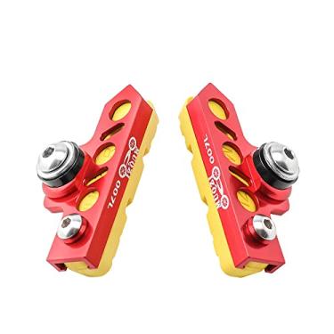 Imagem de Bicicleta C Pinça de freio estendida (conjunto de 2) Freio de aro de liga de alumínio substituível resistente ao desgaste para bicicleta de estrada, MTB, bicicleta dobrável (vermelho-amarelo)