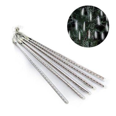 Imagem de Cascata Chuva de Neve 180 LEDs Natal 6 Tubos Enfeite Natalino Pisca Pisca Iluminaçao Decoraçao Queda Gelo