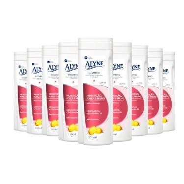 Imagem de Shampoo Alyne Hidratação Força e Brilho Ceramidas e Pró-Vitamina B5 Sem Sal 350ml (Kit com 9)