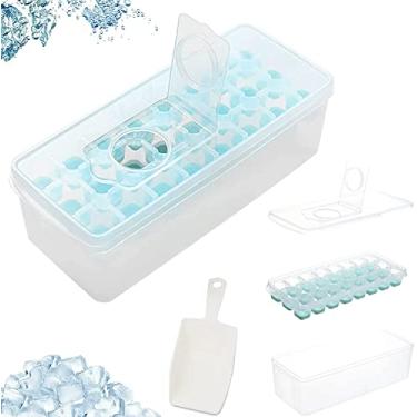Imagem de Bandeja de cubo de gelo com tampa, de silicone de fácil liberação, flexível, 24 cubos de gelo com tampa removível resistente a derramamentos, bandejas de gelo para congelador com tampa de colher para coquetéis e uísque