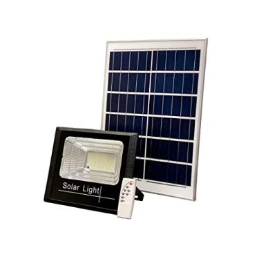 Imagem de Refletor Holofote Ultra Led Solar 200w 6000K + Placa Solar + Controle