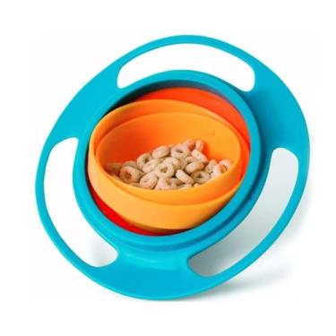 Imagem de Potinho Tigela Prato Mágico Infantil 360° Graus Para Bebês (Laranja)