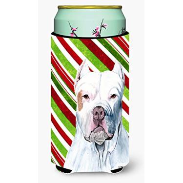 Imagem de Pit Bull Candy Cane Holiday Christmas Tall Boy Beverage Insulator Beverage Insulator Hugger