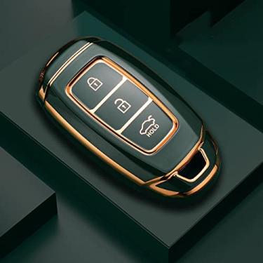 Imagem de KRUPTI Bolsa de capa de chave de carro TPU, apto para Hyundai i30 ix35 Kona Encino Solaris Azera Accent TM Palisade Santa Fe, verde