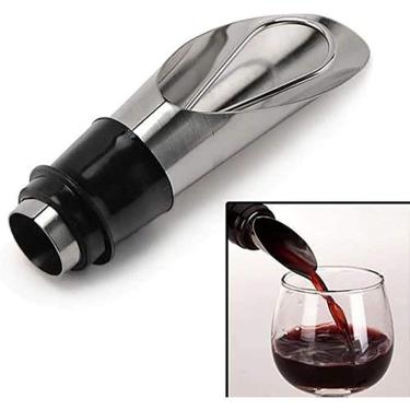 Imagem de Tampa Rolha Funil Garrafa De Vinho Em Inox Com Bico Dosador